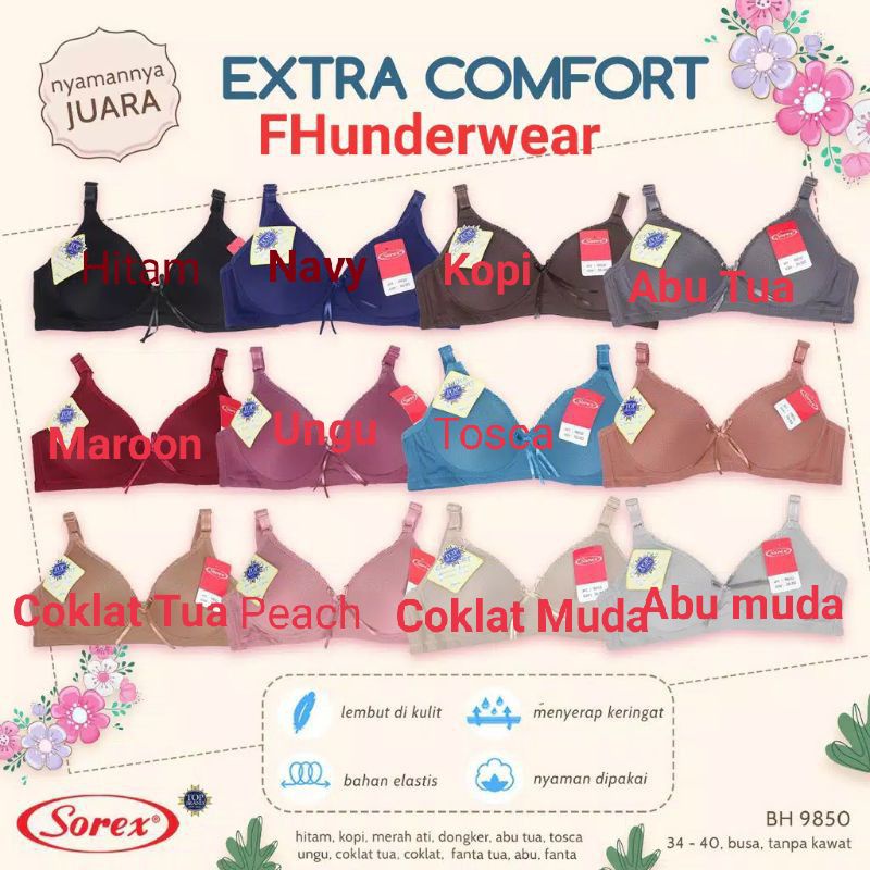 Grosir Bra sorex 9850 Extra Comfort tanpa kawat