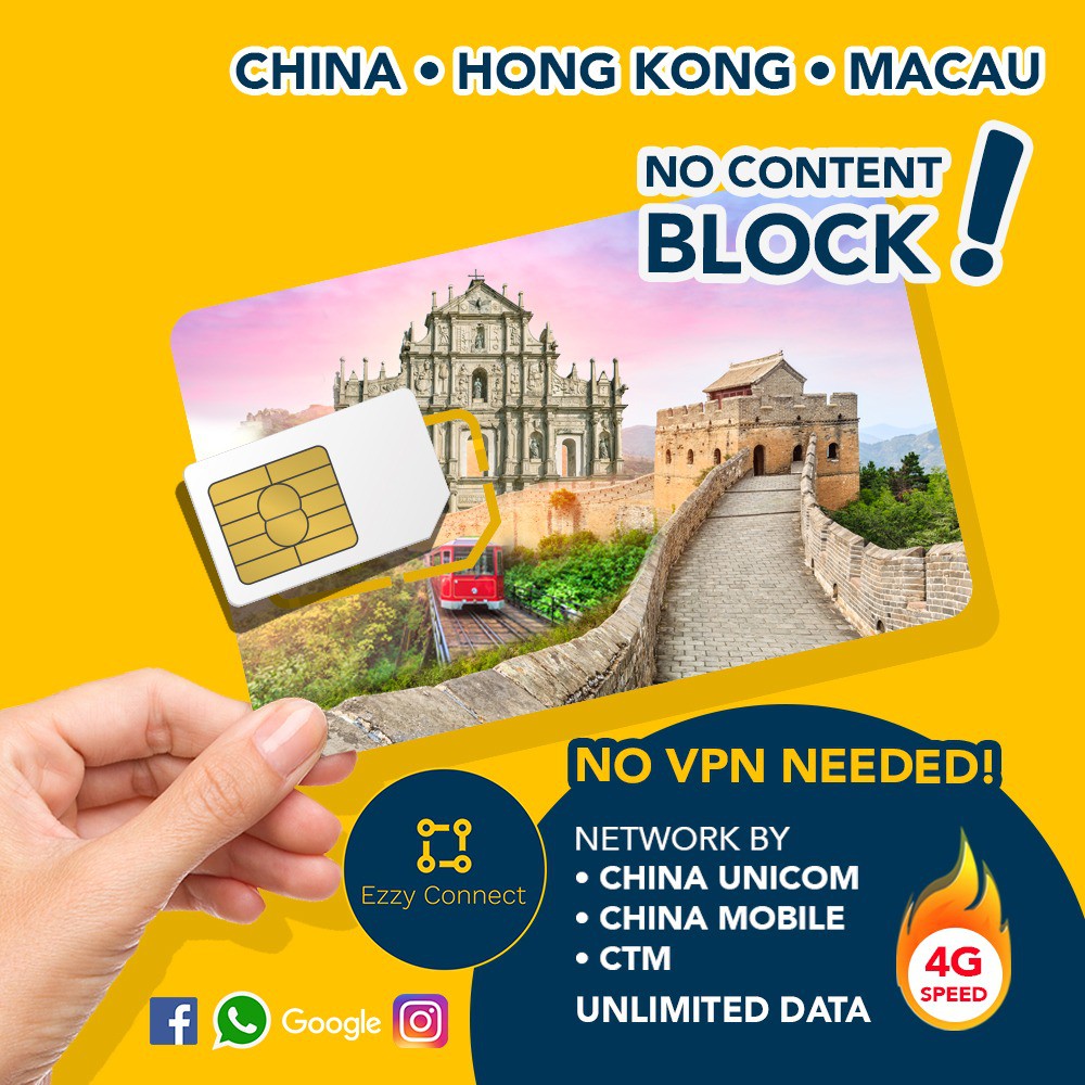 Jual Promo Sim Card China , Hk , Macau 5 Hari Unlimited Indonesia|Shopee  Indonesia