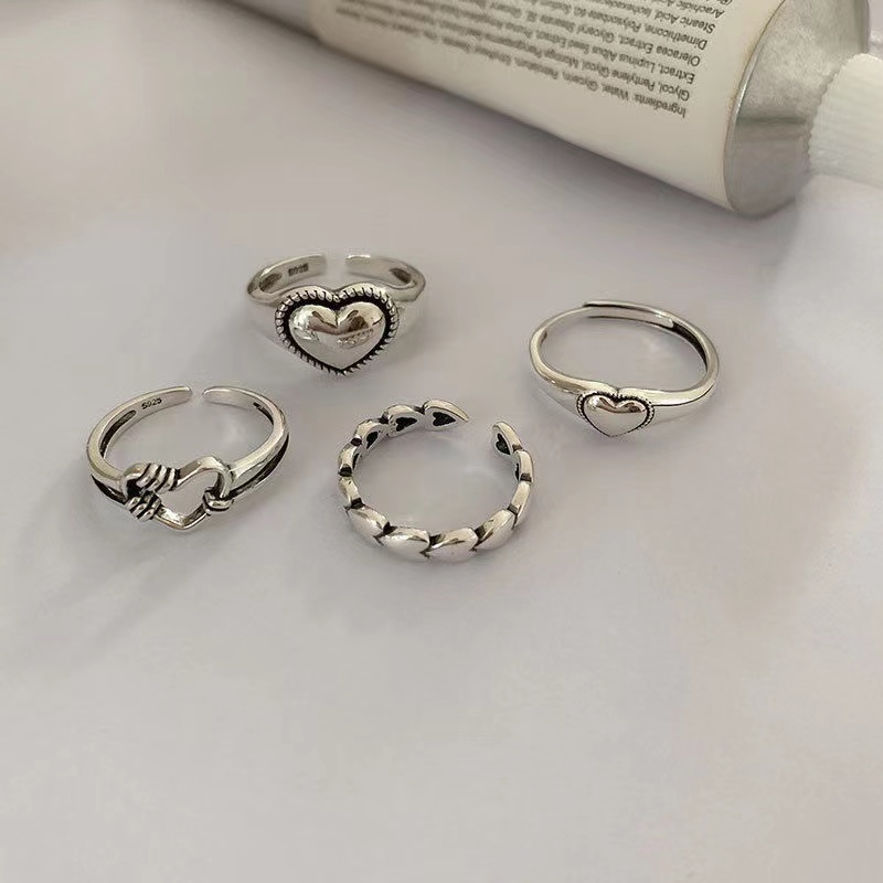 IFYOU 3pcs / Set Cincin Jari Bentuk Hati Cutout Gaya Korea Untuk Wanita