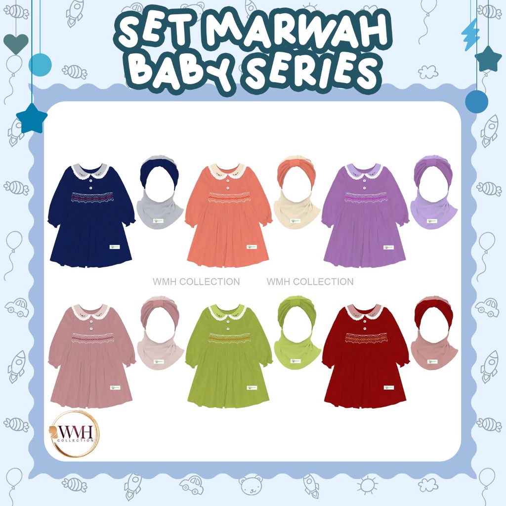 GAMIS ANAK PEREMPUAN SET MARWAH BABY SERIES BY ATHARIZZ USIA 0 - 3 TAHUN