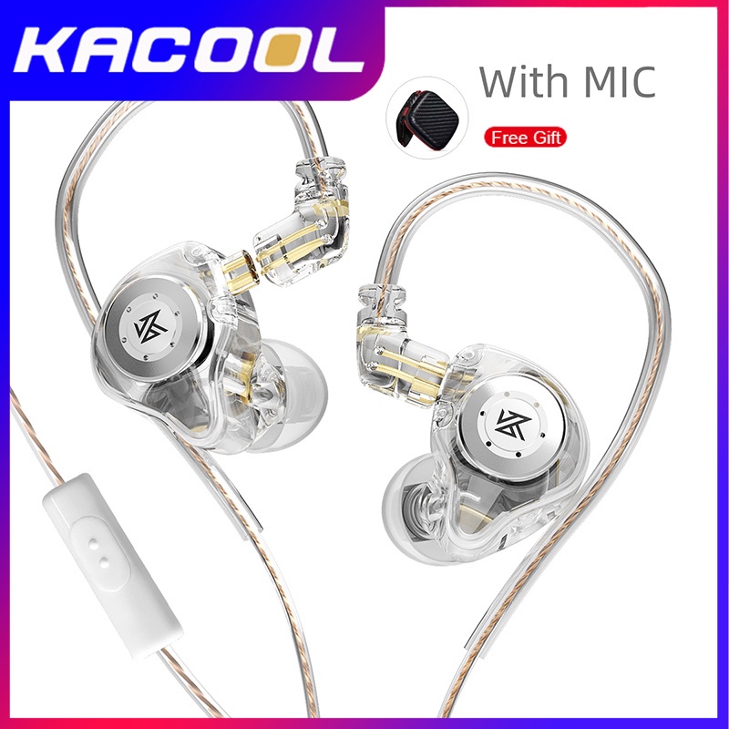 KZ EDX Pro Basshead Earphone with Mic Earphones Dynamic Driver HIFI Bass In Ear Monitor Stage Monitoring IEM Single Driver Earphone Kotak penyimpanan earphone gratis-EDX Pro-Transparan