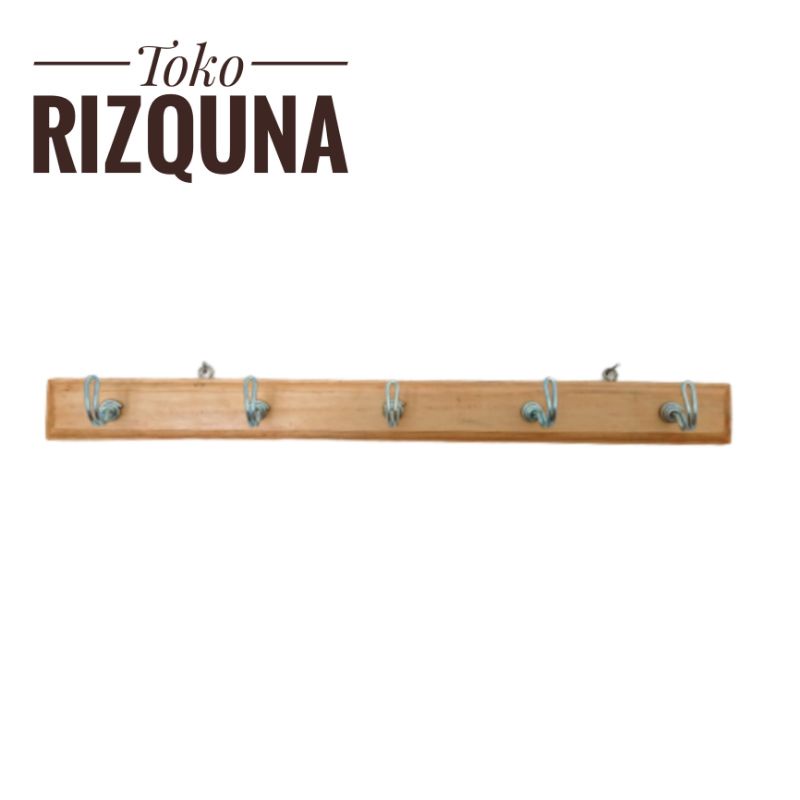 Castok Baju handuk pakaian Kayu 5 Cantelan