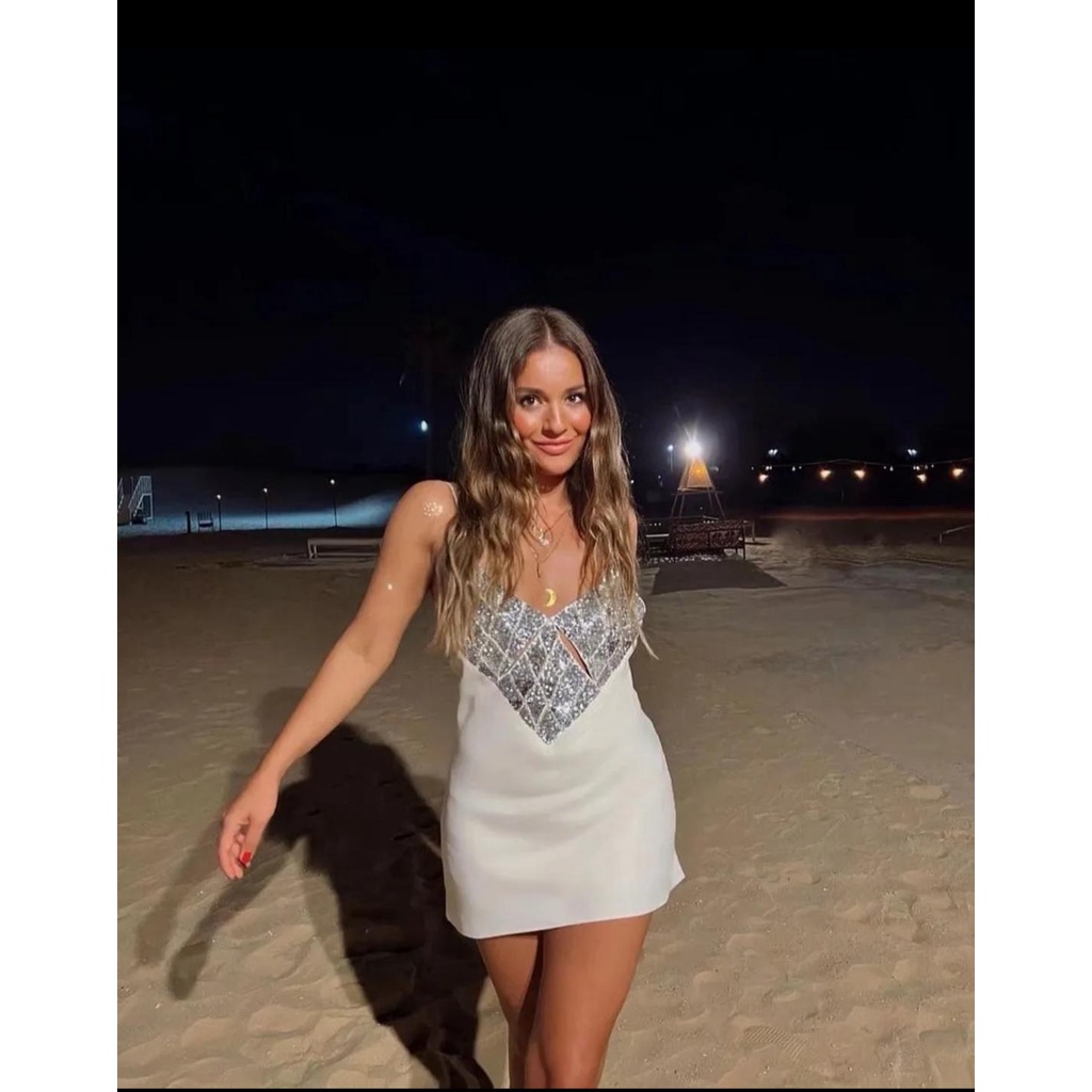 BrokenWhite Sequin (XS,S,M) Dress bling bling - party DWP outfit - baju import cina by vone_310