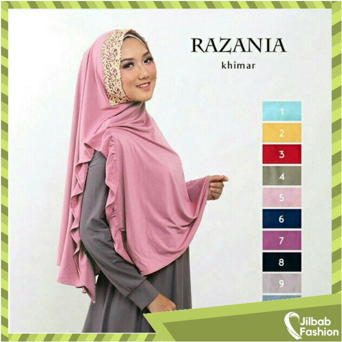 Jilbab Instant Khimar Razania Busana Muslim Kerudung Motif Hijab