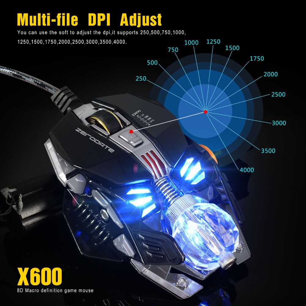 Wired Gaming Mouse Optical 2500 DPI