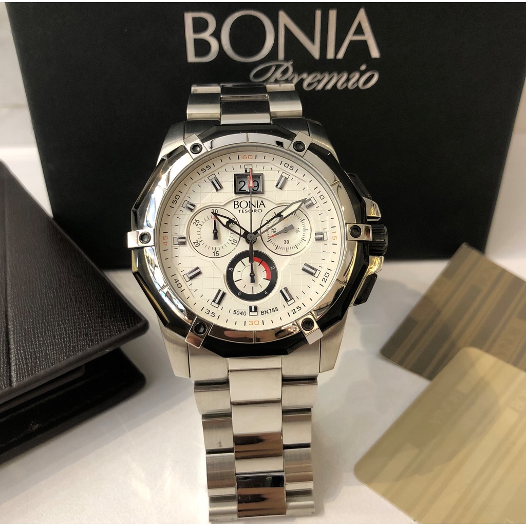 Limited Stock Jam Tangan Pria Original Brand BONIA TESORO B788-1912 Man Watch Material All Stainless