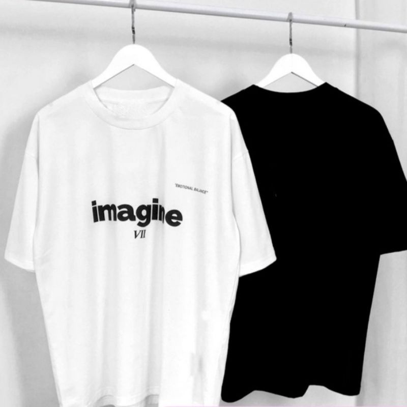 (M - XXXXL 6XL) Kaos BIGSIZE Jumbo IMAGINE Emotional Balance Korean Harajuku Street Style Top Atasan Oversize Cotton Combed Black Hitam Putih Oversize