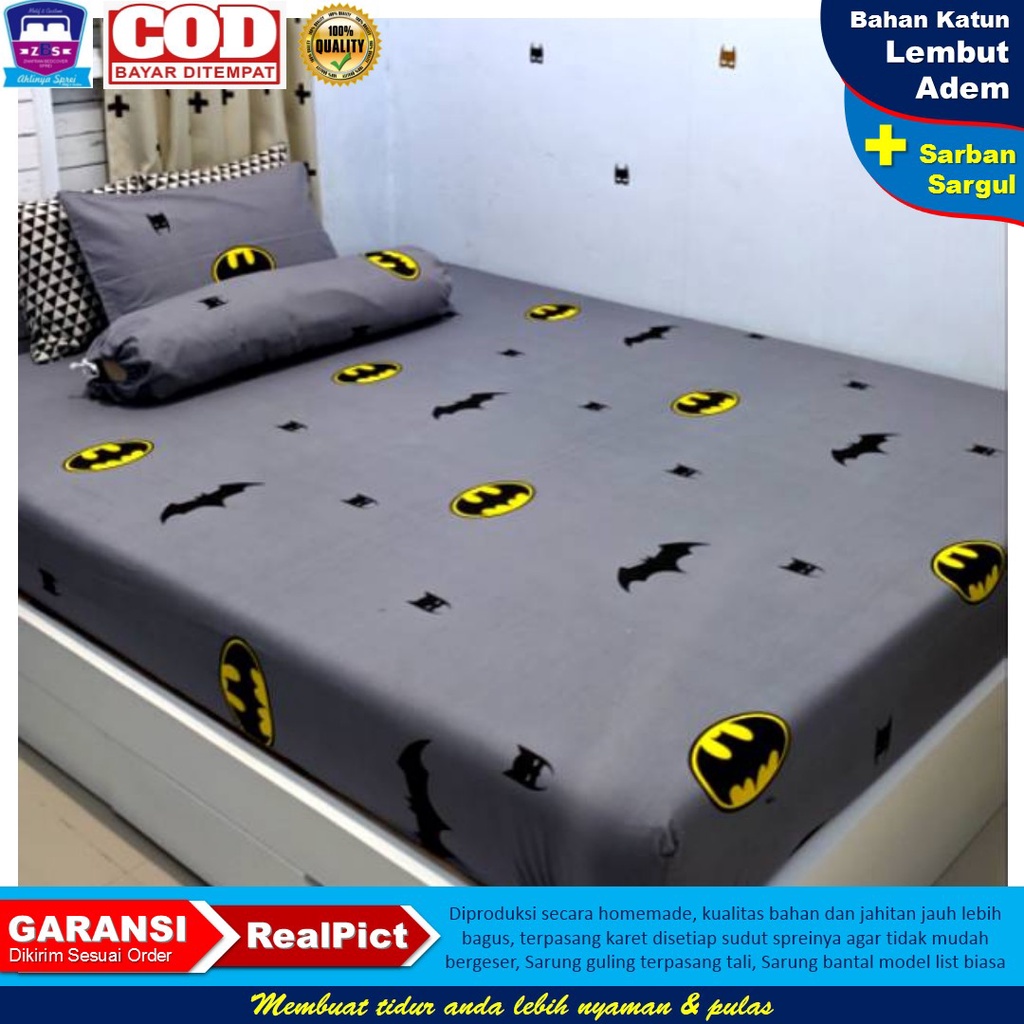 Sprei Motif Batman Solstice Grey Seprai Anak Murah