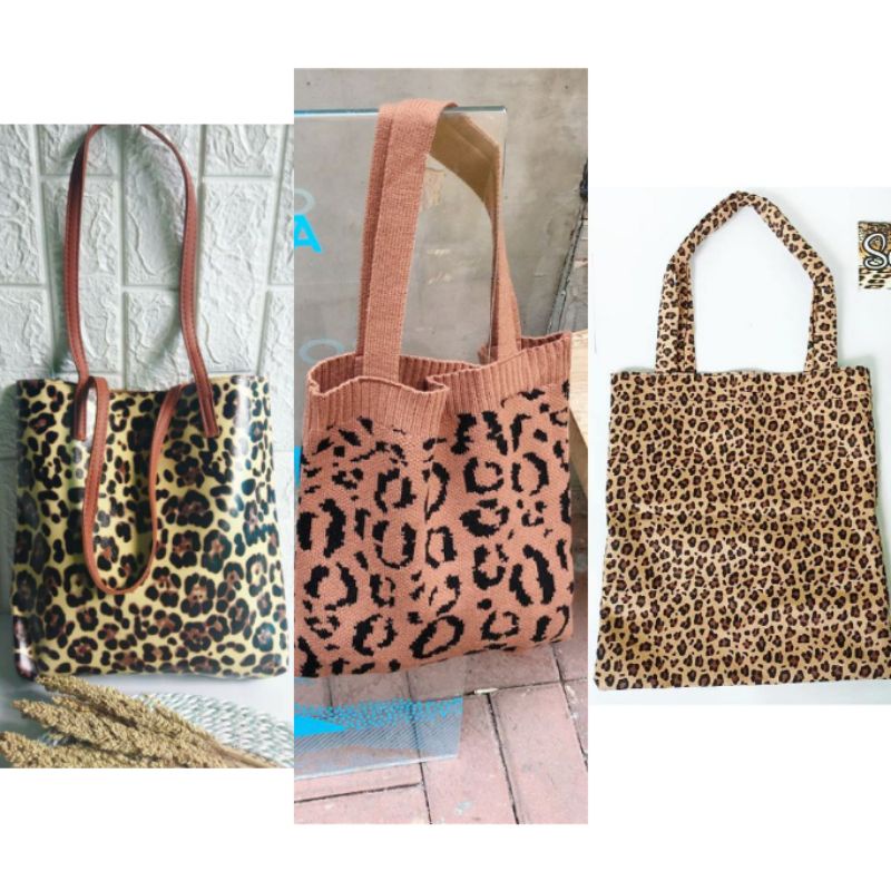 Serba.leopard tas totebag leopard macan animal print cheetah
