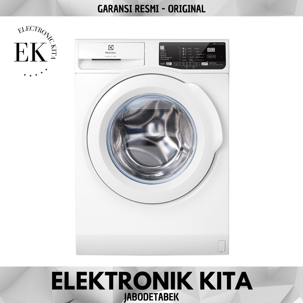 MESIN CUCI ELECTROLUX 7.5 KG FRONT LOADING HIJAB MODE BATIK 8 STAINLESS STEEL EWF7555EQWA EWF 7555EQ