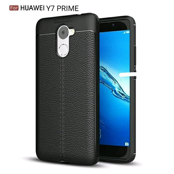 HUAWEI Y7 PRIME  -  CASE CARBON FIBER HUAWEI Y7 PRIME LEATHER CASE ANTI SHOCKPROOF