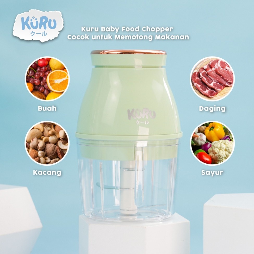 Kuru Baby Potable Mini Chopper Blender Elektrik Penghalus Makanan Bayi MPASI WHS