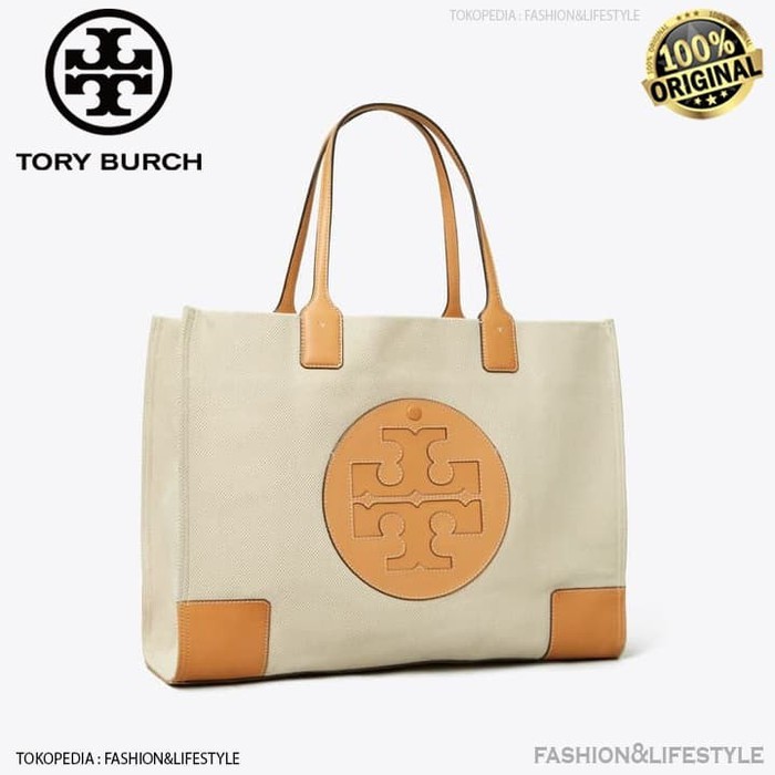 Tory Burch Ella Canvas Tote Bag Large - Tas Tory Burch Original 100