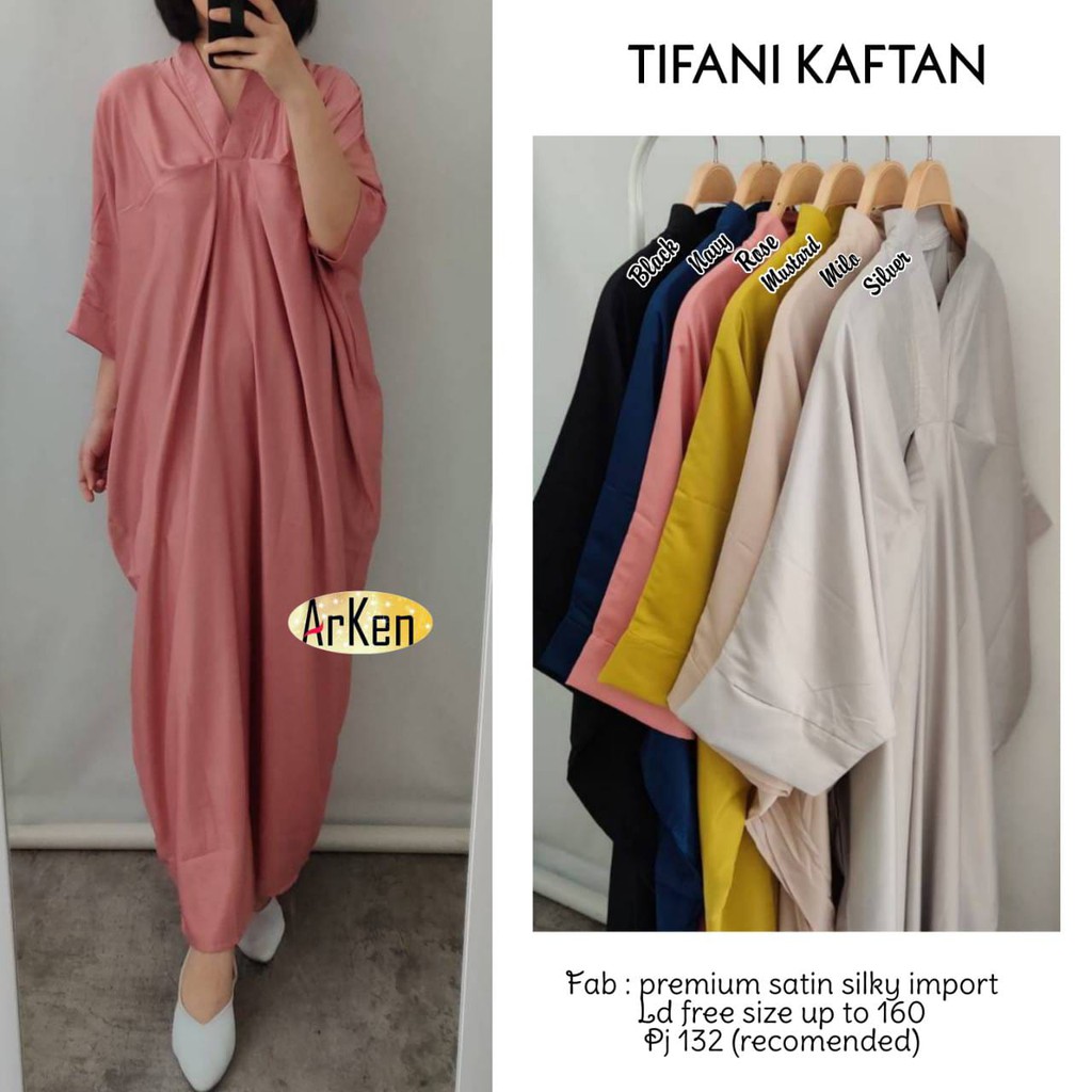 [PROMO!!] KAFTAN POLOS ORIGINAL || KAFTAN MUSLIMAH KEKINIAN BAHAN SATIN MAXMARA PREMIUM || TIFANI