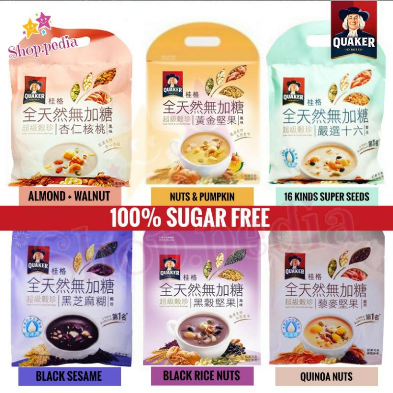 

Quaker oat All natural choice impor taiwan sarapan instan wijen hitam kacang almond no added sugar