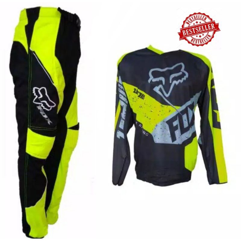 Baju Set Trail Motorcross F0X Stabilo Hitam