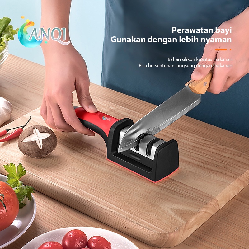 Alat Pengasah Pisau dengan Pegangan Ergonomis | 3 Tahap Asahan | Knife Sharpener with handle