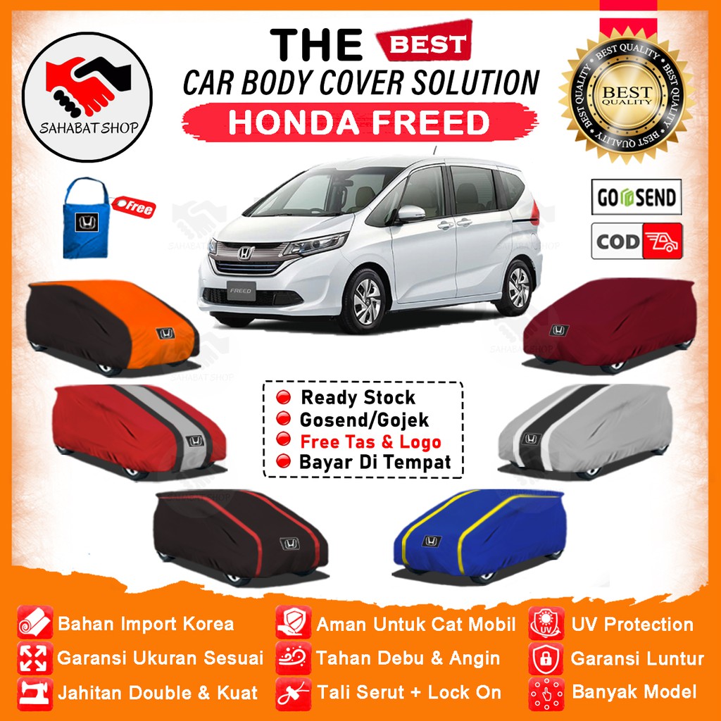 Sahabat Body Cover Mobil Freed / Sarung Penutup Honda Freed Outdooor / Selimut Tutup Mantel Pelindung Jas Mantol Kerudung Pembungkus Kerodong Kelambu Tutupan Bungkus Terpal Mobil Mobilio Waterproof Anti Air Model Orange