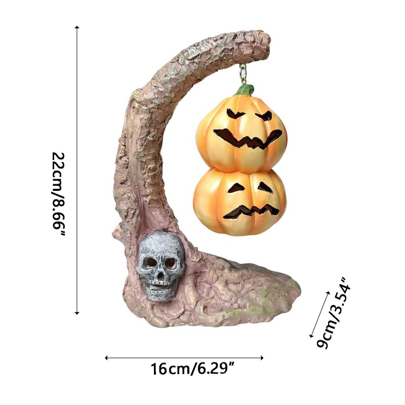 Ornamen Lampu Bentuk Labu Kelelawar Bahan Resin Untuk Dekorasi Halloween