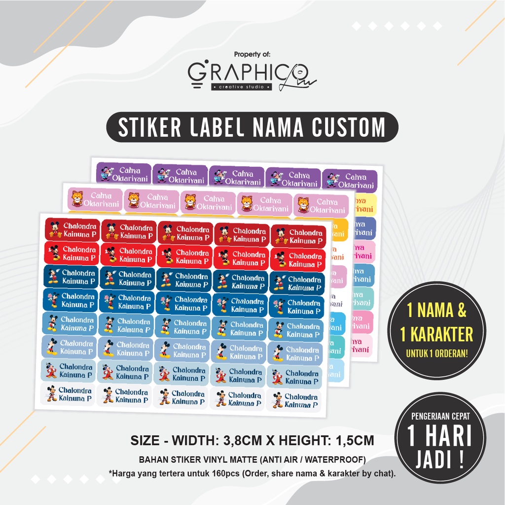 

Stiker Label Nama - Per/160 pcs (Anti Air/Waterproof)