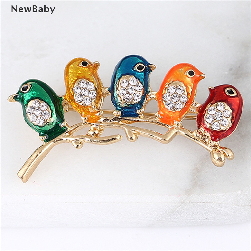 Newbaby Bros Pin Enamel Bentuk Burung Aksen Kristal Berlian Imitasi Untuk Aksesoris Wanita