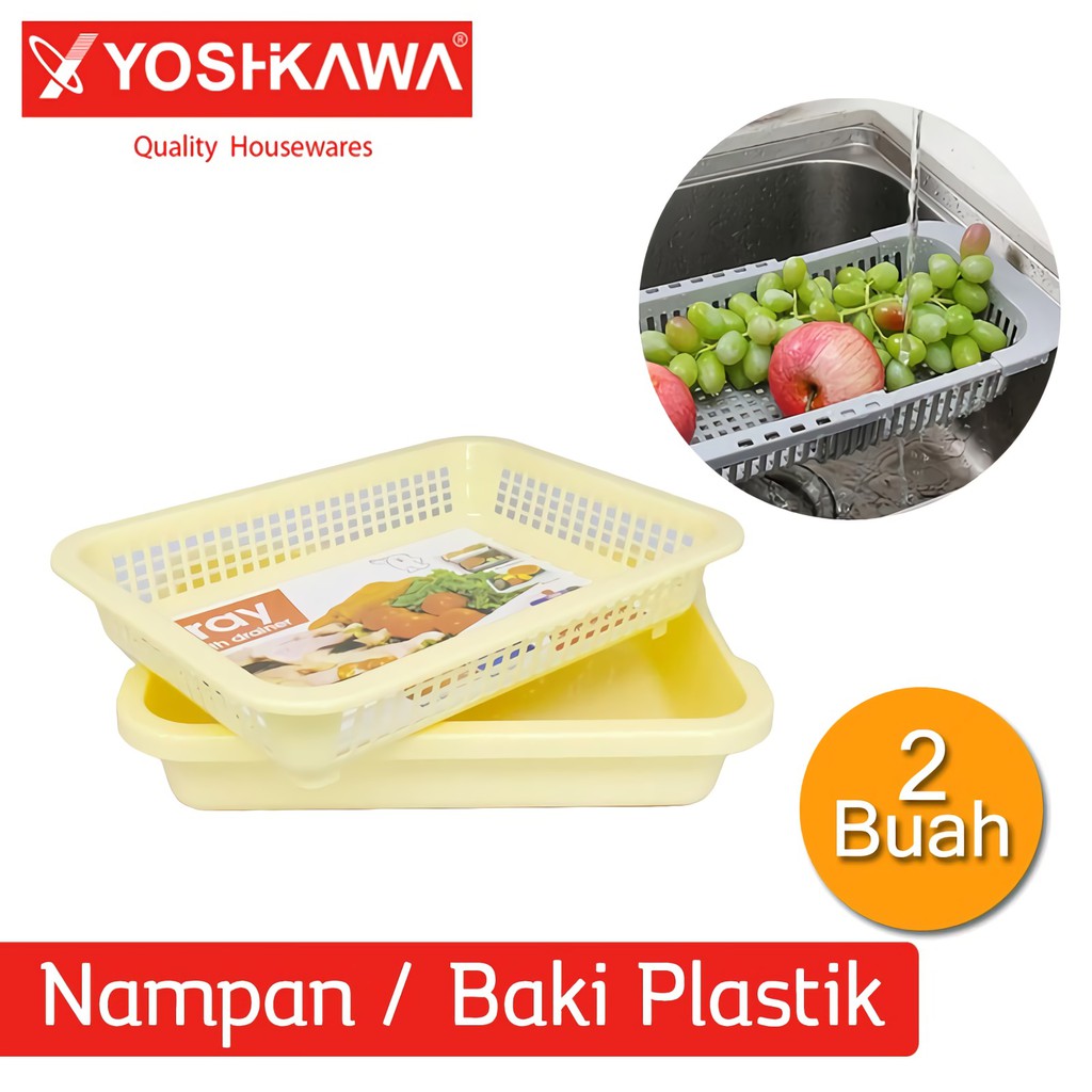 

YOSHIKAWA Nampan / Keranjang / Baki Plastik 2 Layer Tray With Drainer EVL-B-0125 Kuning