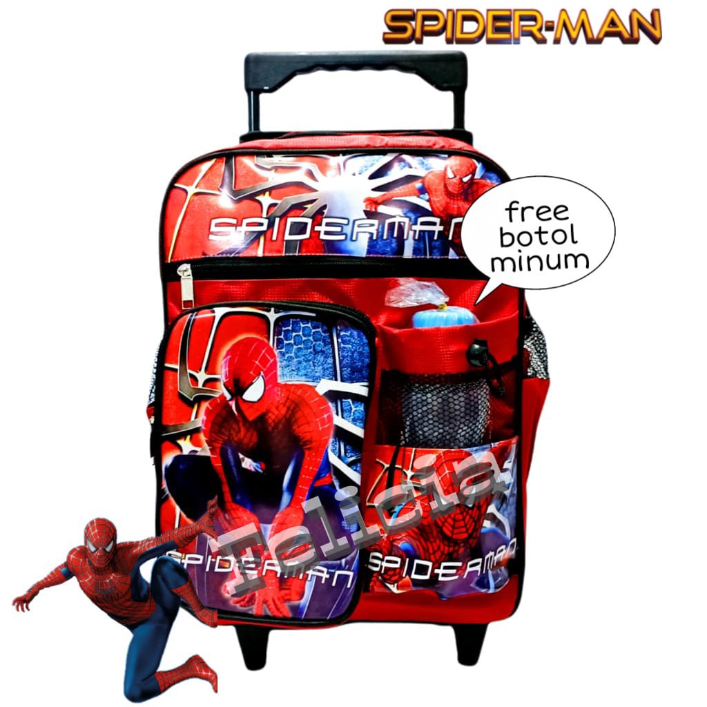 Tas Ransel Troly Naruto dan Spiderman Free Botol Minum Terbaru