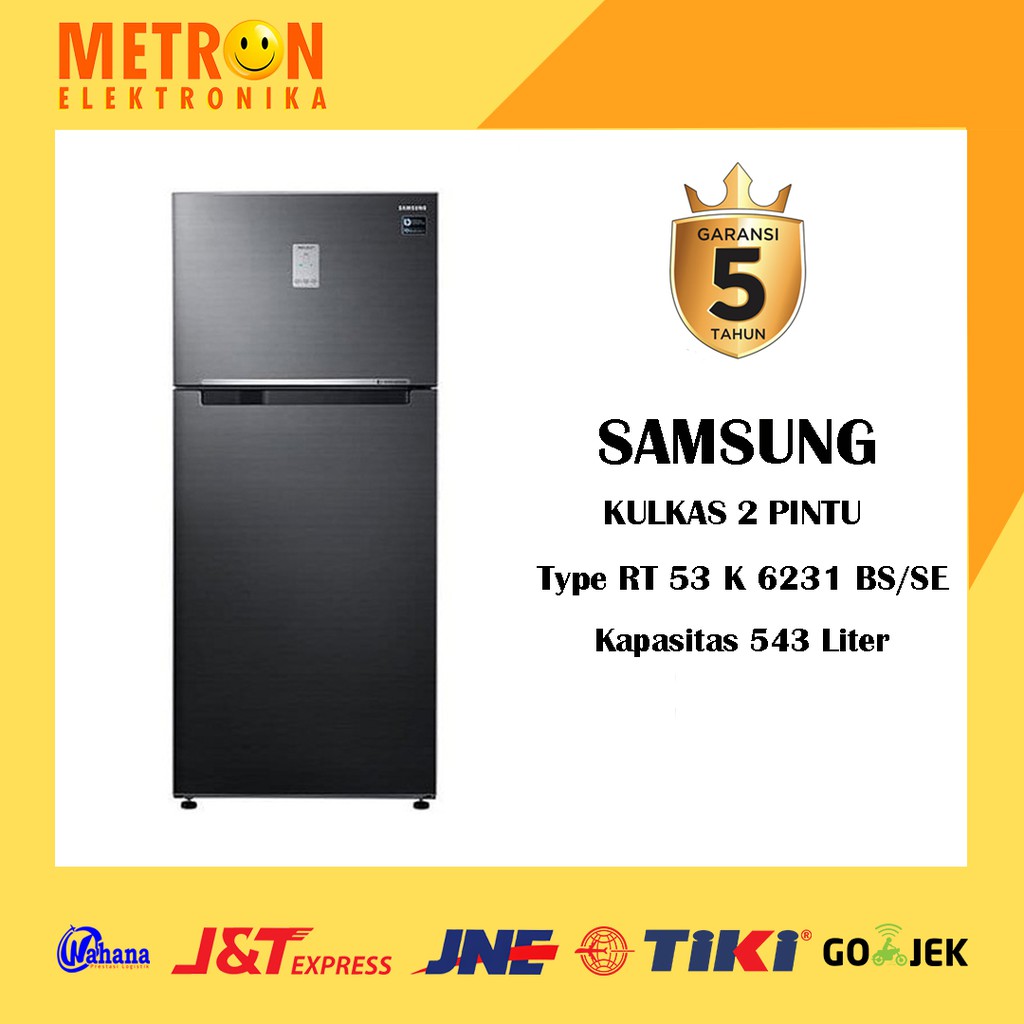 SAMSUNG RT 53 K 6231 BS/SE / BLACK INOX / KULKAS 2 PINTU TWIN COOLING PLUS 543 LT / RT53K6231BSSE