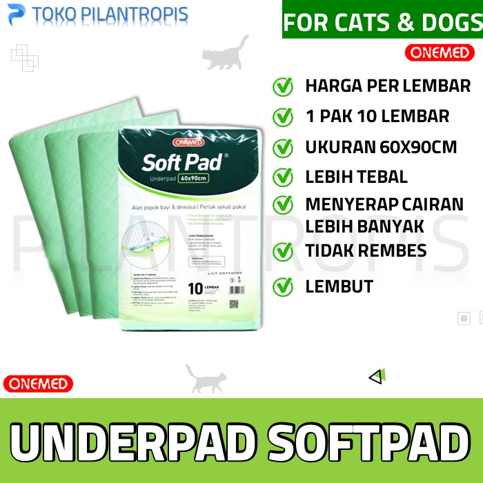 UNDERPAD SOFTPAD KUCING ANJING PET TOILET TRAINING PEE PAD PERLAK TATAKAN ALAS PIPIS KUCING ANJING 60X90 CM