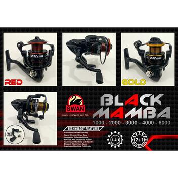 Reel Pancing Swan Black Mamba Bonus Handle Super Smooth Terlaris R12B