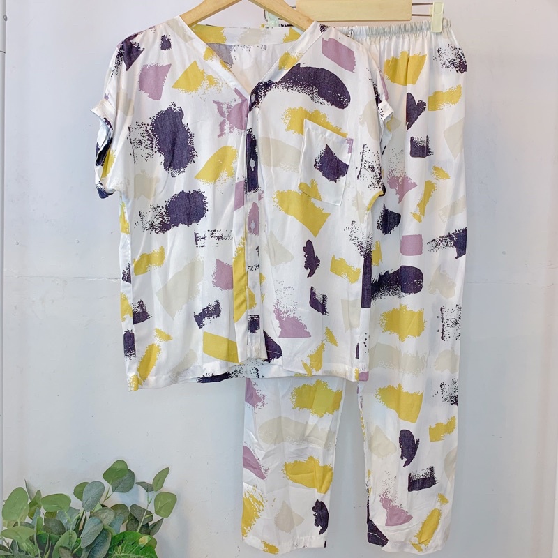 PIYAMA VNECK / PIYAMA KANCING HITS PIYAMA KANCING BUSUI / PIYAMA RAYON / HOMEWEAR-NC 21