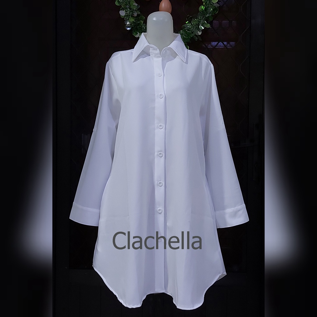 Clachella Baju Tunik Kemeja Polos, Baju Atasan Wanita T1B8021