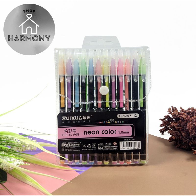 PULPEN ZUIXUA 12 WARNA (NEON COLOR PASTEL COLORS SERIES) HP6207 gel pen pastel 12 warna