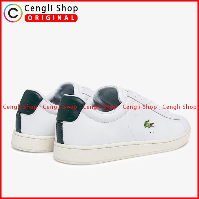 SEPATU SNEAKER KULIT LACOSTE PRIA ORIGINAL CASUAL KETS ASLI PUTIH LM02