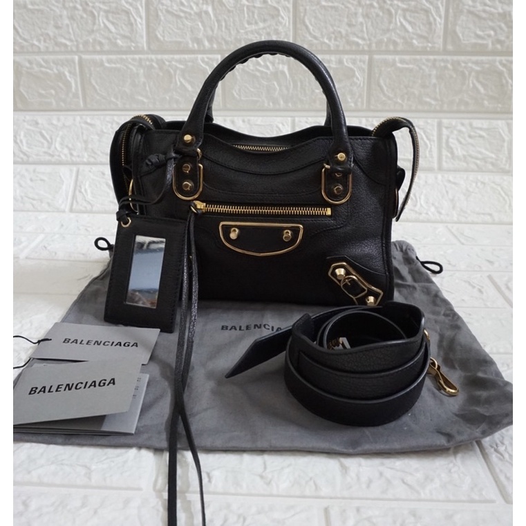 Preloved Balenciaga Mini City Metallic Edge Black GHW