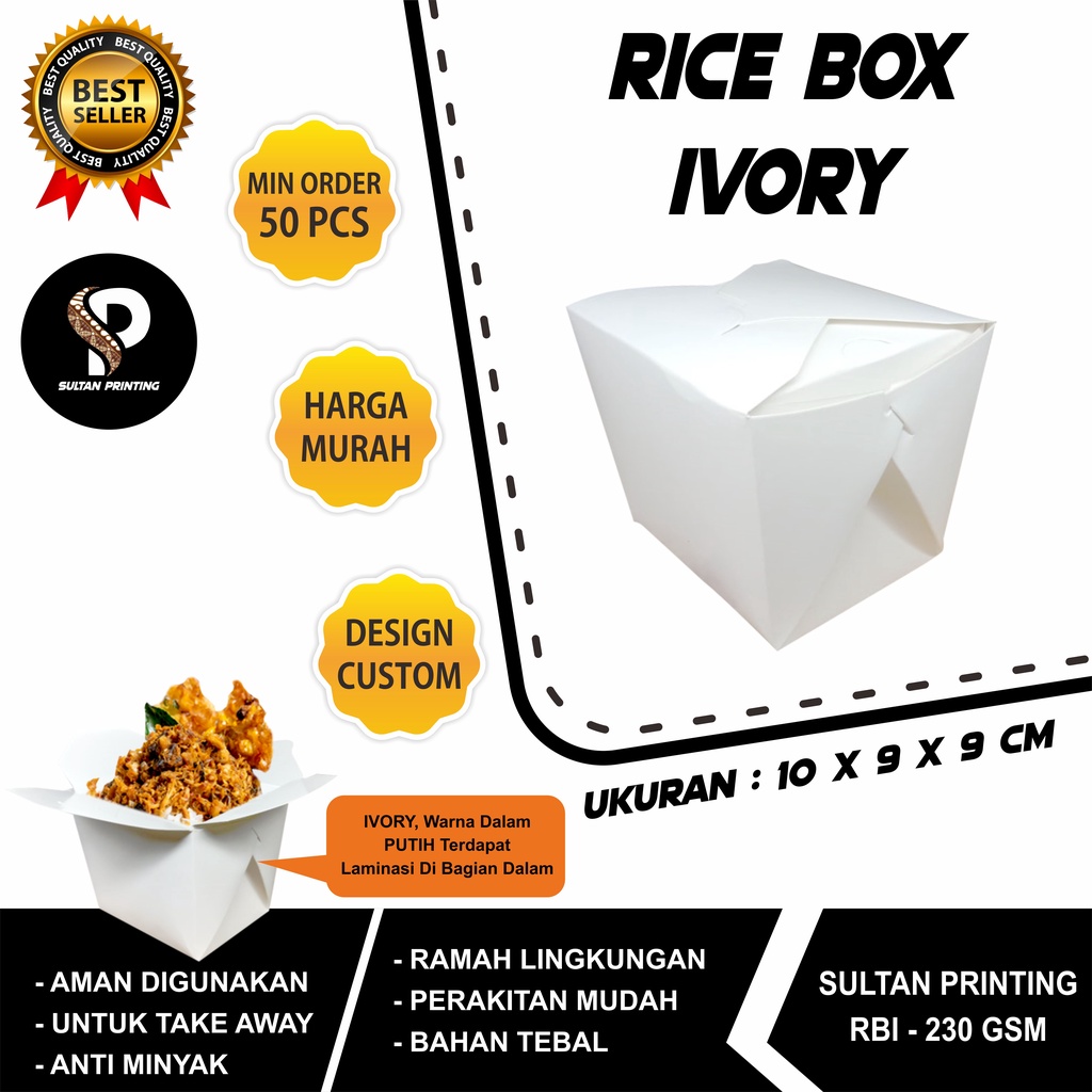 RICE BOX / BOX NASI SIZE M IVORY (PUTIH)