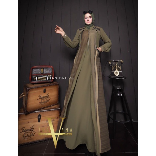 Jihan Dress Ori by Trevana Collection Premium / Dress Syar'i / Gamis Pesta Mewah / Baju Syar'i Terbaru / Dress Polos Mewah / Fashion Muslimah Branded-D