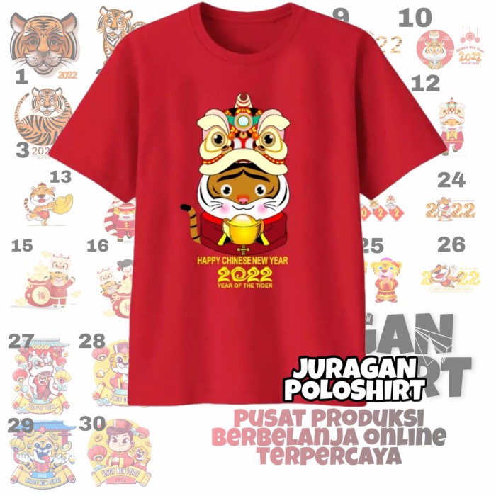 KAOS IMLEK 2022 TIGER-KAOS IMLEK FAMILY-KAOS UNISEX PRIA/WANITA-JRG70 - kaos distro imlek 2022