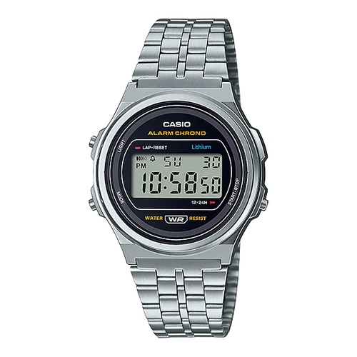 Casio Original Vintage A171WE-1A Jam Tangan Unisex Digital Retro Stainless Steel Silver