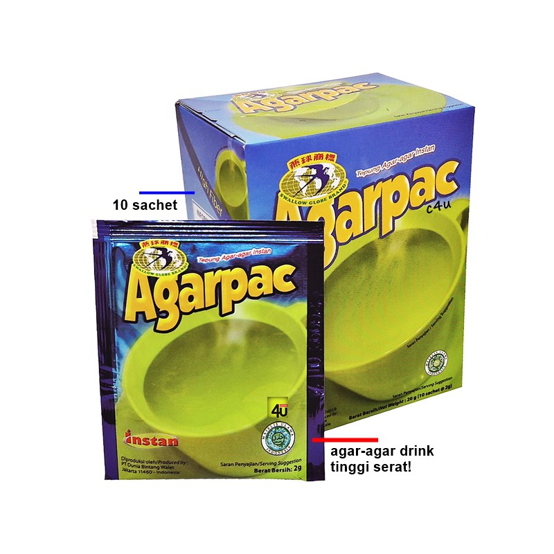 

Swallow AGARPAC - Agar Drink High Fiber - 10 sachet