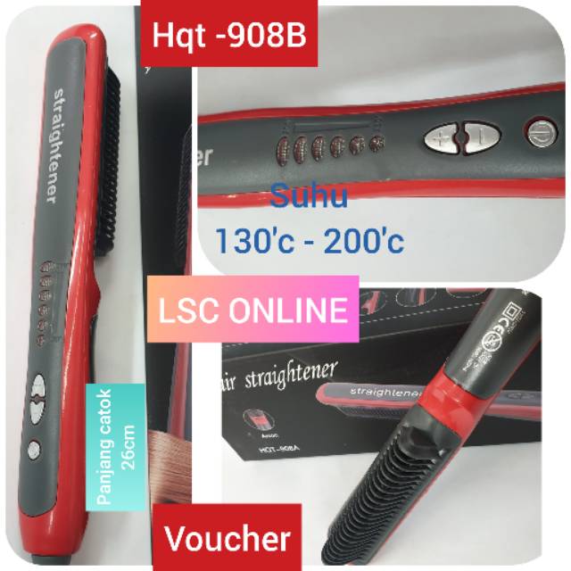 Alat Catok Rambut Lurus Sisir 908 Hair Fast Straightener 2in1 Rebonding Blow Keriting Pria Murah