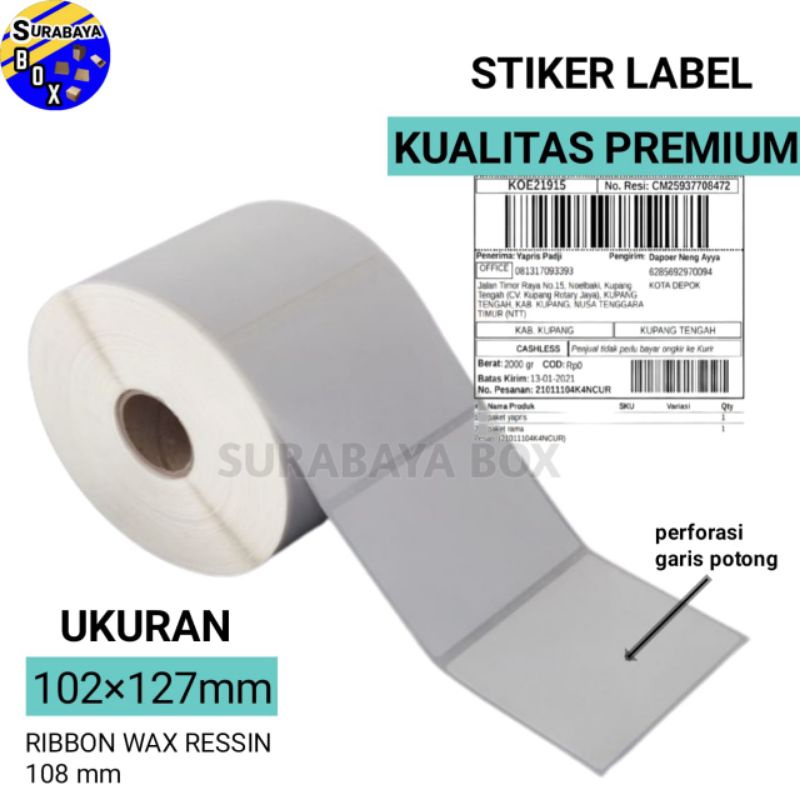 

LABEL STIKER RESI JNE 1250 PCS 102×127 PLUS RIBBON/BARCODE STICKER JNE