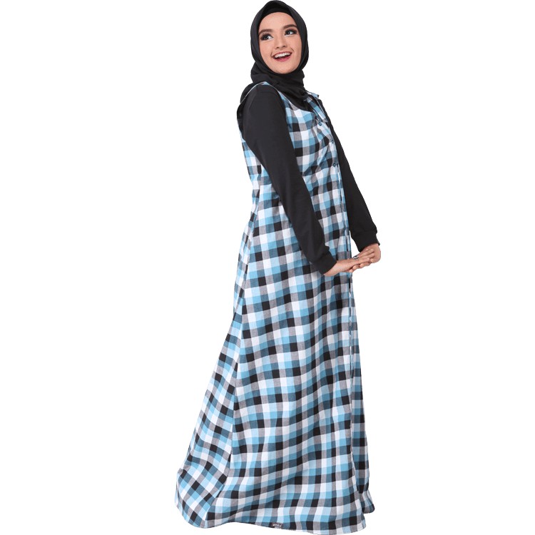 Stalya 25 by Ethica Dress Wanita Muslim Model Overall Inner Kaos Outer Katun Import Motif Kotak