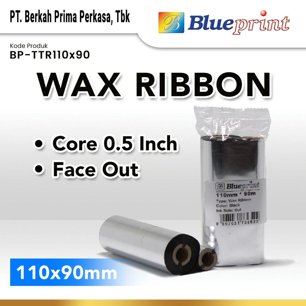 

Ribbon Wax 110x90 M Barcode Label BLUEPRINT Thermal Transfer Ribbon 110 x 90 Meter