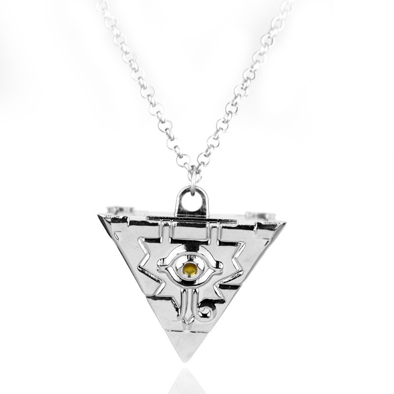 New men's fashion game king pyramid building block eye pendant necklace anime jewelry