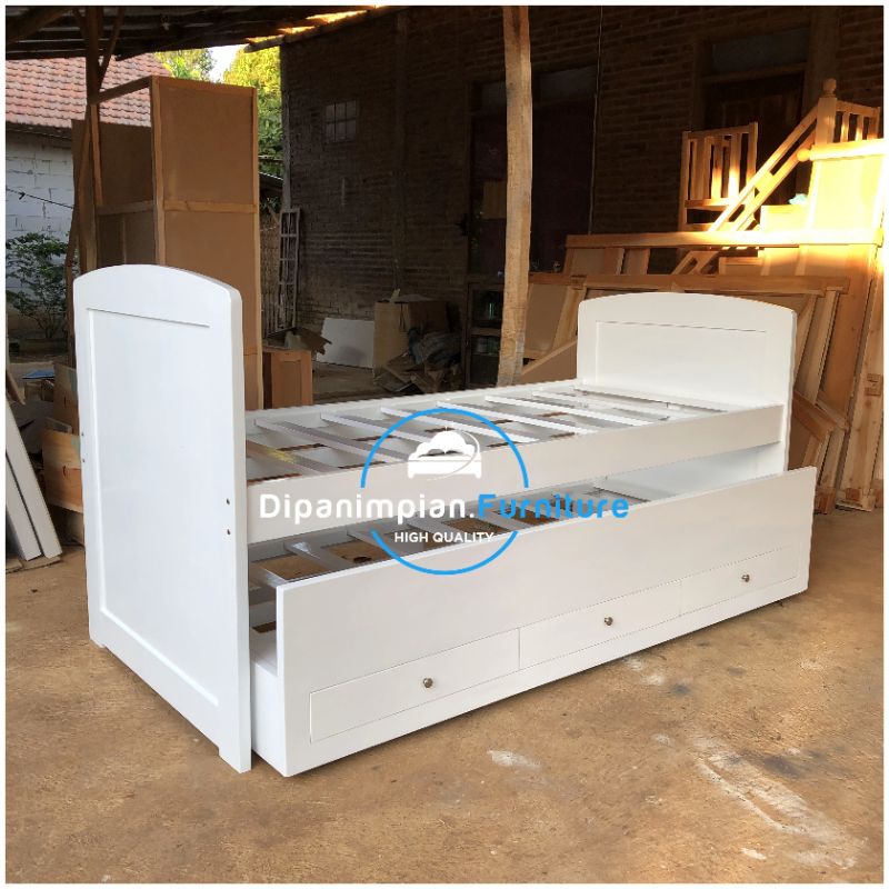 tempat tidur sorong minimalis - dipan tidur sorong laci minimalis - ranjang tidur sorong laci murah