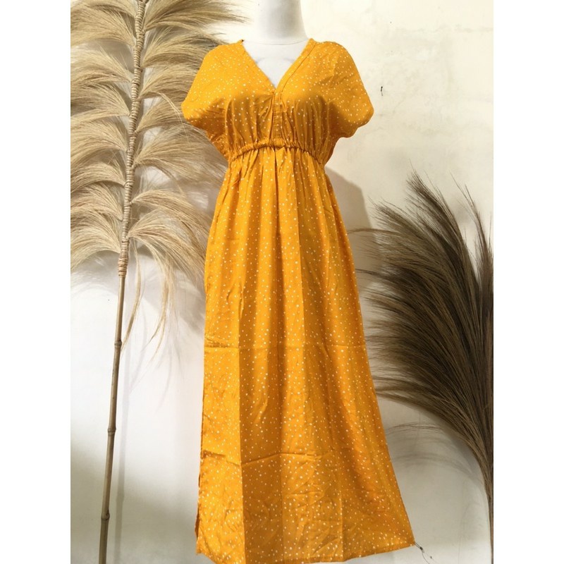 Dress Manohara Bali Panjang Mawar-Spot Mustard