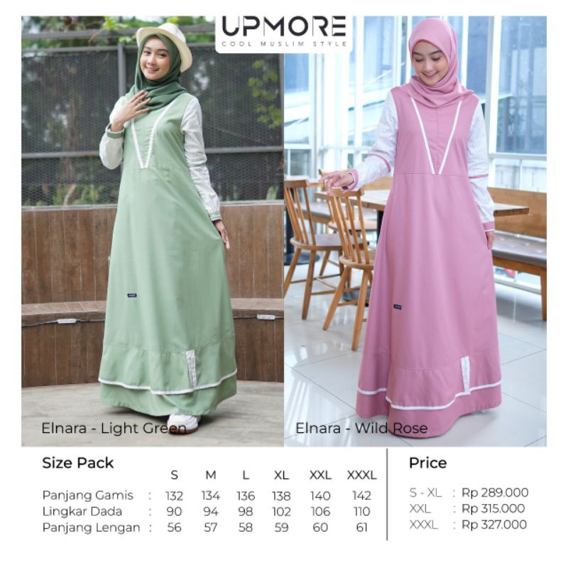 Gamis Upmore terbaru Elnara Light Green - Wild Rose