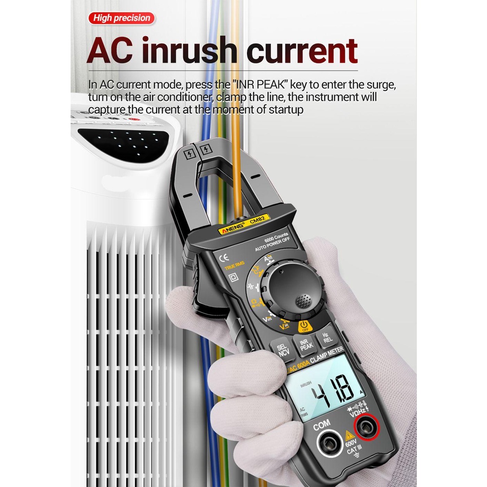 Solighter Digital Clamp Meter Presisi Tinggi True RMS DC/AC Ammeter Tester