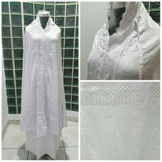 MUKENA RAYON SUPER POLOS PUTIH SENADA MODEL KD RENDA KAIN